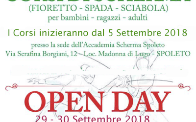 Accademia di Scherma Spoleto, nuovi Corsi per Anno Accademico 2018/2019