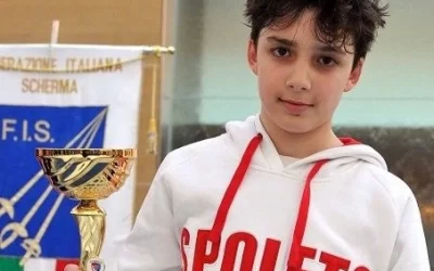 Scherma Spoleto, primo posto per Tommaso Desideri nella Spada under14 a Caserta