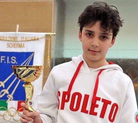 Scherma Spoleto, primo posto per Tommaso Desideri nella Spada under14 a Caserta